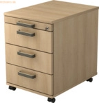mcbuero.de Rollcontainer 58cm 3 Sch&uuml;be Schloss Streifengriff Eiche