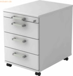 mcbuero.de Rollcontainer 58cm 3 Sch&uuml;be Schloss Chromgriff Wei&szlig;