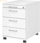 mcbuero.de Rollcontainer 58cm 3 Sch&uuml;be Schloss B&uuml;gelgriff Wei&szlig;