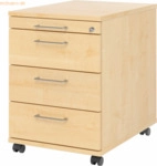 mcbuero.de Rollcontainer 58cm 3 Sch&uuml;be Schloss B&uuml;gelgriff Ahorn