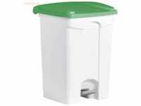 Helit Tretabfallbehälter 45l Kunststoff weiß Deckel grün