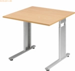 Geram&ouml;bel Schreibtisch Flex S-617101-BS 80x80x68-82cm buche/silber