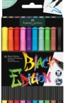 FABER-CASTELL Faserschreiberetui Black Edition - Pinselspitze 10er Kar