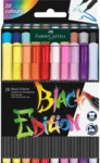FABER-CASTELL Faserschreiberetui Black Edition - Pinselspitze 20er Kar