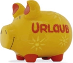 2 x KCG Spardose Schwein -Urlaub- - gelb mittel.