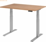 mcbuero.de Sitz-Steh-Schreibtisch elektrisch 120x80cm Nussbaum/Silber