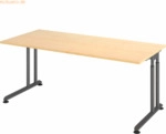 mcbuero.de Schreibtisch C-Fu&szlig; 180x80cm Ahorn/Graphit