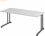 mcbuero.de Schreibtisch C-Fu&szlig; 180x80cm Grau/Graphit