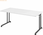 mcbuero.de Schreibtisch C-Fu&szlig; 180x80cm Wei&szlig;/Graphit