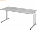 mcbuero.de Schreibtisch C-Fu&szlig; 180x80cm Beton/Silber
