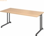 mcbuero.de Schreibtisch C-Fu&szlig; 180x80cm Eiche/Graphit