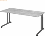 mcbuero.de Schreibtisch C-Fu&szlig; 180x80cm Beton/Graphit