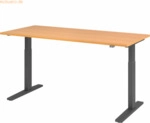 mcbuero.de Sitz-Steh-Schreibtisch elektrisch 180x80cm Buche/Graphit