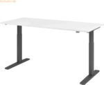 mcbuero.de Sitz-Steh-Schreibtisch elektrisch 180x80cm Wei&szlig;/Graphit