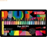 5 x Stabilo Fasermaler Pen 68 Max Keilspitze Etui Arty VE=20 Stifte