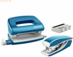 Leitz Schreibtisch-Set Nexxt Wow Heftger&auml;t+Locher blau metallic