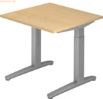 mcbuero.de Schreibtisch C-Fu&szlig; 80x80cm Ahorn/Silber