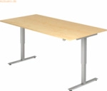 mcbuero.de Sitz-Steh-Schreibtisch elektrisch 200x100cm Ahorn/Silber