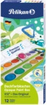 PELIKAN Deckfarbkasten 735K/12 - 12 Farben + 1 Deckwei&szlig; gr&uuml;n.