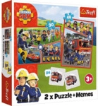 TREFL Puzzle 2in1+Memo Feuerwehrmann Sam - 34+48Teile 2x12 Memokarten.
