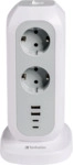 Verbatim Steckdosen Tower - EUPT-01 Kabel 2m wei&szlig;.