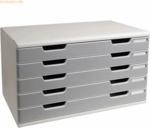 Exacompta Schubladenbox Modulo A3 5 F&auml;cher Classic lichtgrau/steingrau