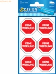 10 x Z-Design Hinweisetikett 6 Etiketten Motiv Keine Werbung auf Stops