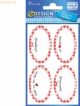 10 x Avery Zweckform Einmachetiketten Kariert mit Schrift oval rot/wei