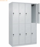 CP Spind Classic PLUS doppelt 4Abteile 1850x1200x500mm lichtgrau/licht