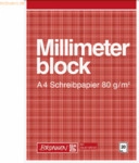 10 x Brunnen Millimeterblock A4 80g/qm 20 Blatt rotbraun