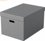 Esselte Aufbewahrungsbox Home Gro&szlig; mit Deckel Wellpappe VE=3 St&uuml;ck gra