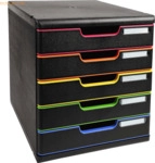 Exacompta Schubladenbox Modulo 301914D A4+ 5 Sch&uuml;be schwarz/harlekin/s
