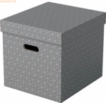 Esselte Aufbewahrungsbox Cube Home mit Deckel Wellpappe VE=3 St&uuml;ck gra