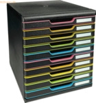 Exacompta Schubladenbox Modulo 302914D A4+ 10Sch&uuml;be schwarz/harlekin/s