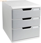 Exacompta Schubladenbox Modulo A4 3 F&auml;cher Classic lichtgrau/steingrau