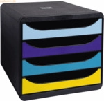 Exacompta Schubladenbox Bee Blue 3104202D 4 Sch&uuml;be farbig