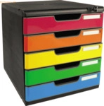 Exacompta Schubladenbox MODULO 331798D A4 5 Sch&uuml;be farbig +Schloss