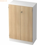 mcbuero.de Schrank Solid 3OH BxTxH 80x42x127cm Griff SG Wei&szlig;/Eiche
