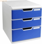 Exacompta Schubladenbox Modulo A4 3 F&auml;cher Classic lichtgrau/blau
