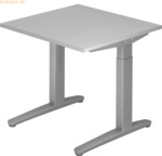 mcbuero.de Schreibtisch C-Fu&szlig; 80x80cm Grau/Silber