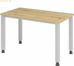 mcbuero.de Schreibtisch 4-Fu&szlig;-rund 120x67cm Asteiche/Silber