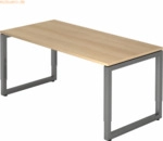 mcbuero.de Schreibtisch O-Fu&szlig; eckig 160x80cm Eiche/Graphit