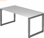 mcbuero.de Schreibtisch O-Fu&szlig; eckig 160x80cm Grau/Graphit