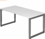 mcbuero.de Schreibtisch O-Fu&szlig; eckig 160x80cm Wei&szlig;/Graphit
