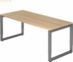 mcbuero.de Schreibtisch O-Fu&szlig; eckig 180x80cm Eiche/Graphit
