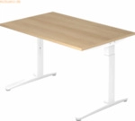 mcbuero.de Schreibtisch C-Fu&szlig; 120x80cm Eiche/Wei&szlig;