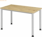 mcbuero.de Schreibtisch 4-Fu&szlig;-rund 120x67cm Asteiche/silber