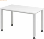 mcbuero.de Schreibtisch 4-Fu&szlig;-rund 120x67cm Wei&szlig;/Silber