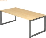 mcbuero.de Schreibtisch O-Fu&szlig; eckig 200x100cm Ahorn/Graphit