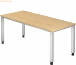 mcbuero.de Schreibtisch 4-Fu&szlig; eckig 180x80cm Ahorn/Silber